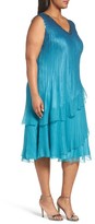 Thumbnail for your product : Komarov Plus Size Women's Tiered Chiffon Shift Dress With Shawl