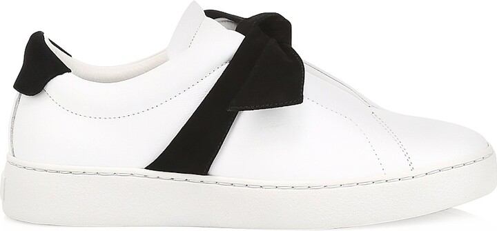 Women's Clarita Bow Leather Sneakers - Black White - Size 5