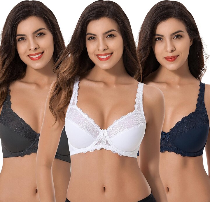 Curve Muse Women's Plus Size Minimizer Wireless Unlined Bra with