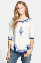 Thumbnail for your product : Lucky Brand 'Ethnic Trim' Embroidered Top