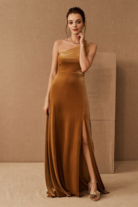 Jenny Yoo Cybill Velvet Maxi Dress By in Yellow Size Us 26/uk 30