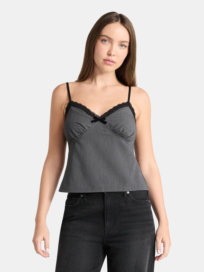 No Boundaries Sweetheart Tank Top with Lace Trim, Women's