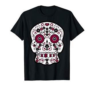 Maroon and Black Wrestling Sugar Sports Skull T-Shirt