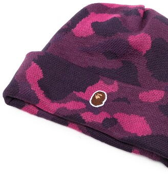 A Bathing Ape Logo-Patch Camouflage Beanie - ShopStyle Hats