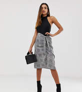 Thumbnail for your product : Missguided wrap midi skirt in grey check