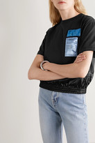 Thumbnail for your product : Helmut Lang Appliqued Cotton-jersey And Satin T-shirt - Black
