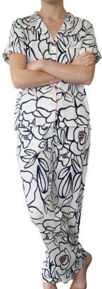 Project REM Woodcut Floral Short Sleeve Pyjama Long Pant Set
