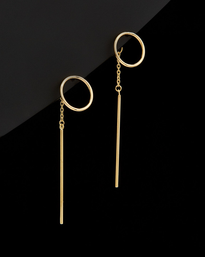 Italian Gold 14K Hoop & Bar Front-Back Dangle Earrings - ShopStyle