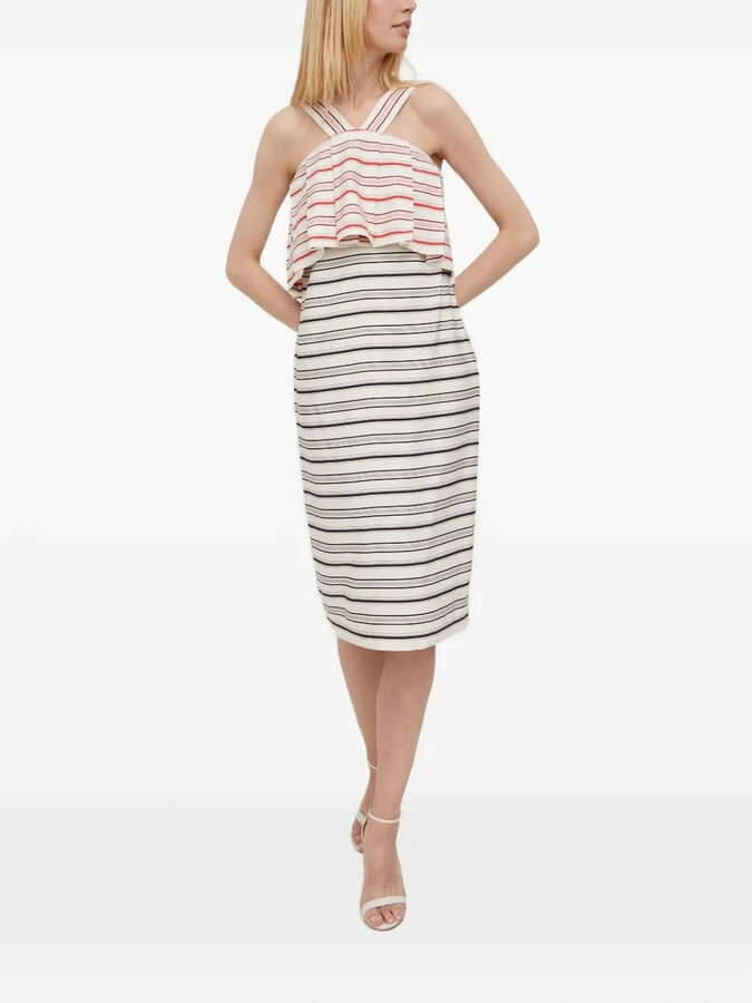 Sisley Striped Pleated Midi Dress