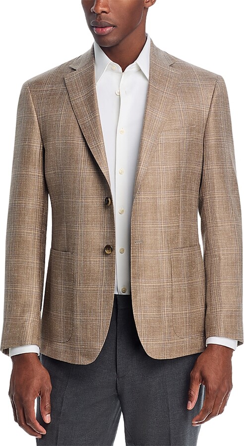 The Men's Store at Bloomingdale's Loro Piana Fabric Wool Silk & Linen Plaid Unstructured Regular Fit Sport Coat - Exclusive