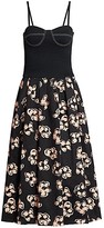 Thumbnail for your product : Marina Moscone Smocked Cotton Bustier Midi Dress