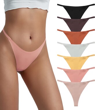 SHARICCA Seamless Thongs for Women Novelty Design G String Soft Thong Sexy  Breathable Panties 5 Pack (Multicoloured-01 - ShopStyle