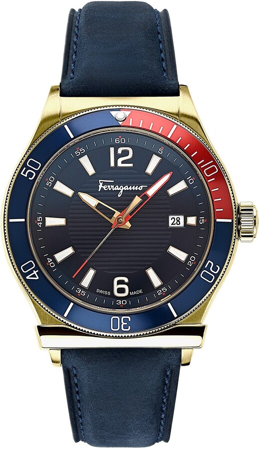 Ferragamo Men's Ferragamo1898 Sport Chronograph Leather Strap Watch 44mm