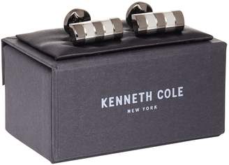 Kenneth Cole Striped silver and gunmetal cufflinks