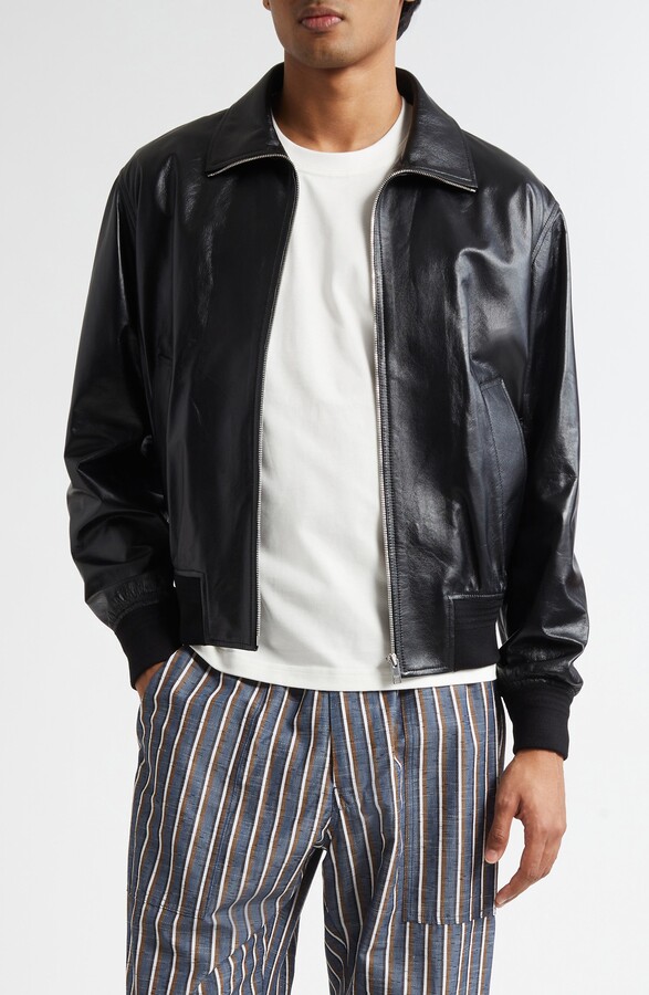 Bottega Veneta Lambskin Leather Blouson Jacket