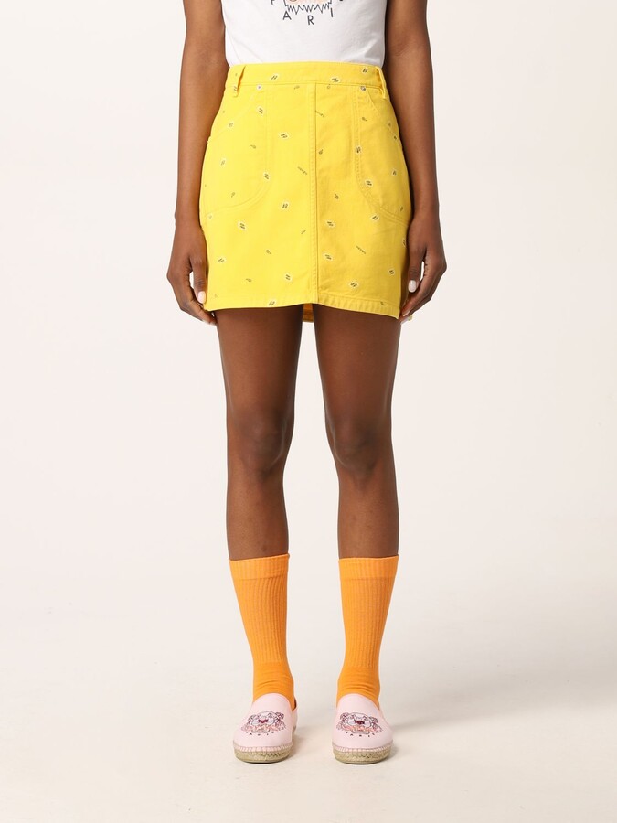 NEW Bebina Jeans Denim Yellow Junior Casual Mini Skirt Size Small 