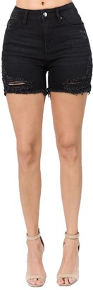 black distressed shorts