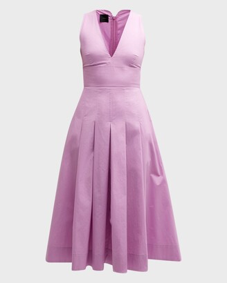 Pinko Adorato Sleeveless Pleated Cotton Midi Dress