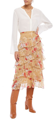 Walter Baker Brigette Tiered Floral-print Fil Coupe Georgette Midi Skirt