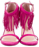 Thumbnail for your product : Stuart Weitzman Fringe Embellished Suede Sandals
