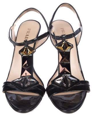 Prada Embellished T-Strap Sandals