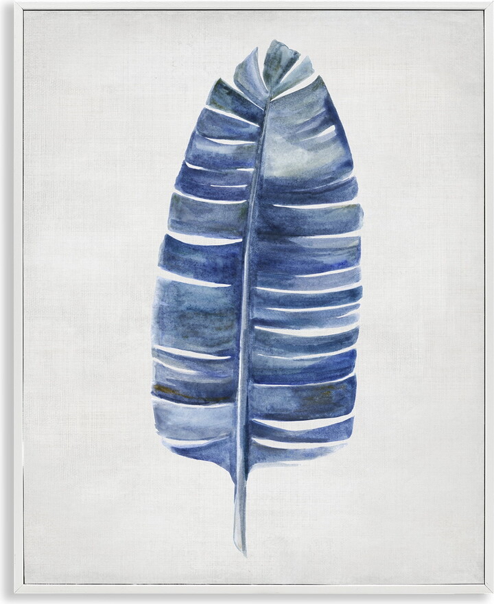 Stupell Industries Single Fan Plant Sprig Plants & Flowers Painting White Framed Art Print Wall Art, 11 x 14