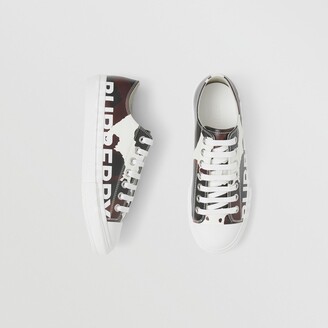 Burberry Logo Detail Camouflage Print Leather Sneakers
