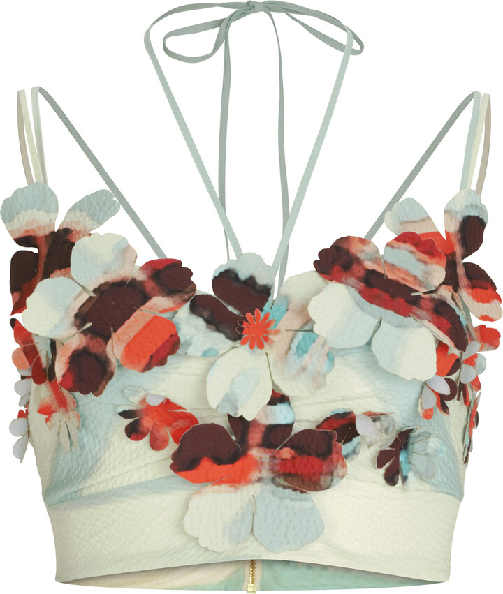 Silvia Tcherassi Appliquéd Stretch-Cotton Crop TopTcherassi