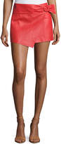 Thumbnail for your product : BA&SH Braddy Leather Wrap-Front Miniskirt, Red