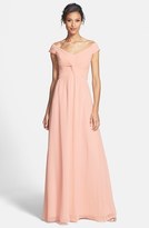 Thumbnail for your product : Erin Fetherston ERIN 'Clarisse' Off the Shoulder Front Twist Chiffon Gown