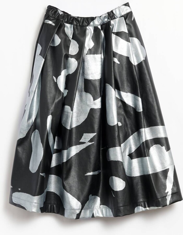 Comme des Garcons Women's All-Over Print Skirt In Black And Silver