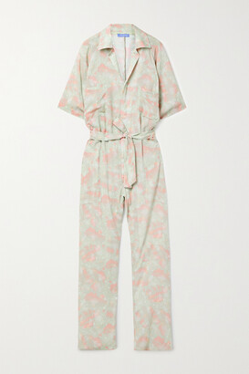 PARADISED + Net Sustain Apres Belted Printed Voile Jumpsuit - Light green