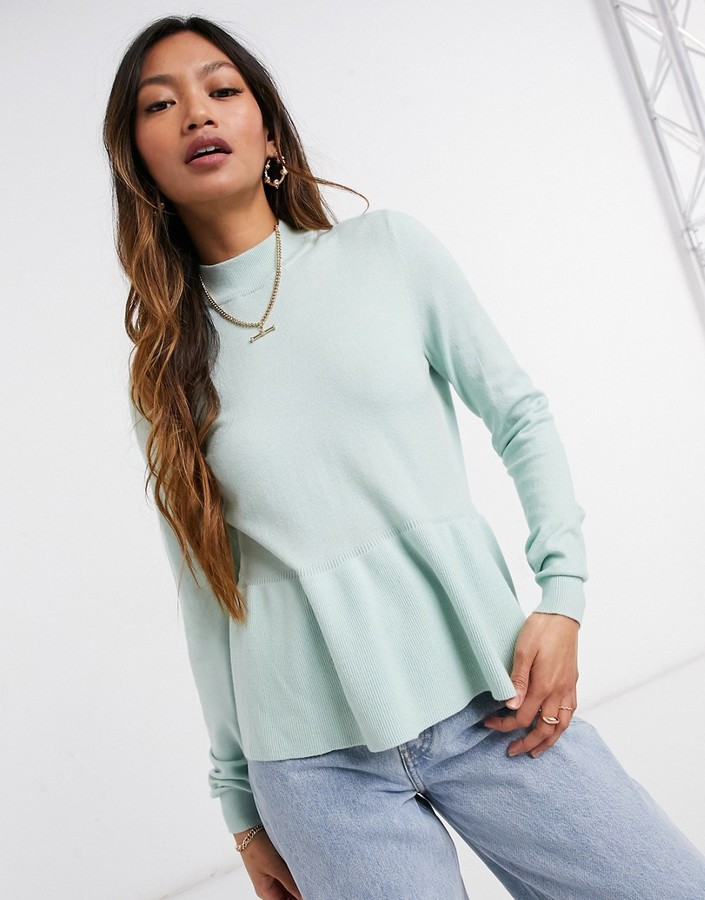 Vero Moda sweater with high neck green - ShopStyle
