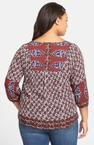 Thumbnail for your product : Lucky Brand 'Annabelle' Mixed Print Top (Plus Size)