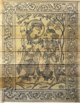 Bungalow Rose Radha-Krishna Pattachitra Painting | Artworks On Palm Leaf By Rabi Behera