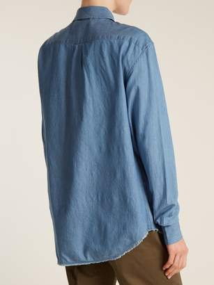 Frame Raw Hem Denim Shirt - Womens - Blue