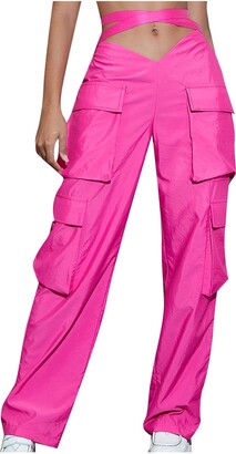 Allmloers Women Parachute Pants Y2K Track Pants Wide Leg Baggy Cargo Pants  Elastic Waist Lounge Sweatpants Jogger Streetwear : : Clothing