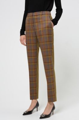 HUGO BOSS Regular-fit trousers in mixed-check fabric