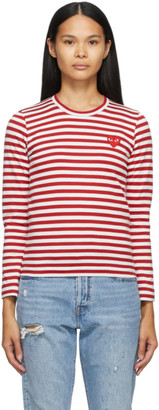 women's red and white striped t shirt