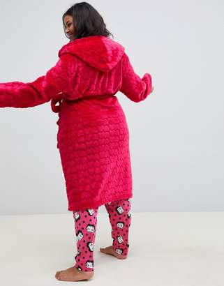 Yours Red Heart Textured Dressing Gown