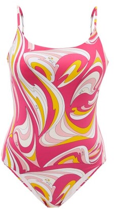 Emilio Pucci Vortici-print Scooped-back Swimsuit - Pink Print