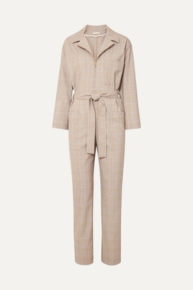 Maje Belted Checked Cady Jumpsuit