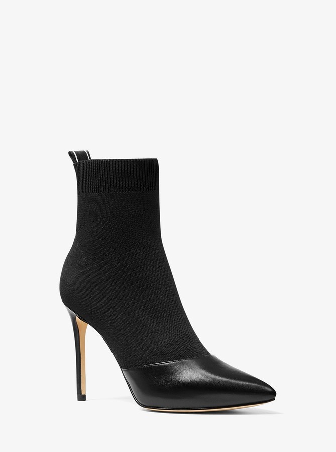 michael kors april leather and knit boot