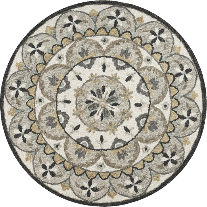 LR Home Radiance Rdc-100 6' x 6' Round Area Rug - Ivory, Gray