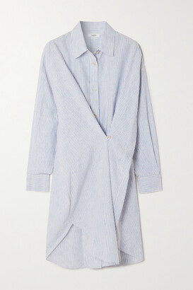 Etoile Isabel Marant Seen Gathered Striped Cotton And Linen-blend Shirt Dress