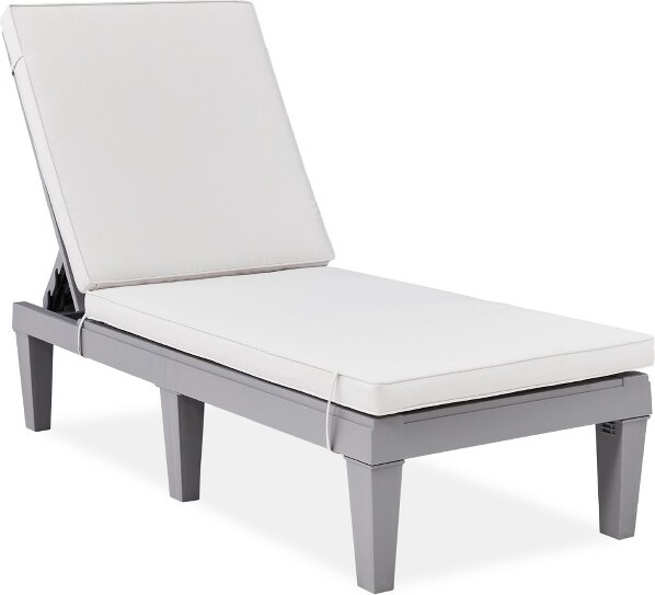 Best Choice Products Outdoor Lounge Chair, Resin Patio Chaise Lounger w/ Seat Cushion, 5 Positions - Gray/Navy