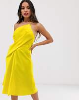 Thumbnail for your product : ASOS Petite DESIGN Petite midi dress with one shoulder in satin