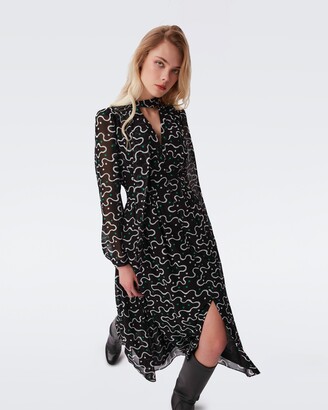 Diane von Furstenberg Erica Long Sleeve Midi Dress