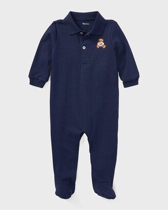 Ralph Lauren Kids Interlock Knit Footed Polo Coverall, Size 3M-9M