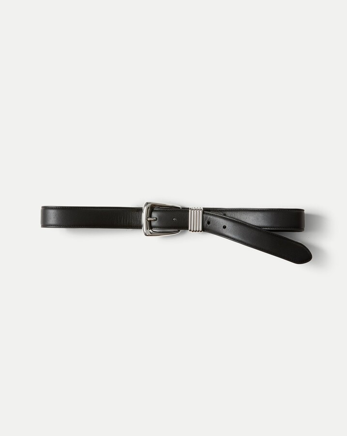 Arch Leather Belt Black Silver